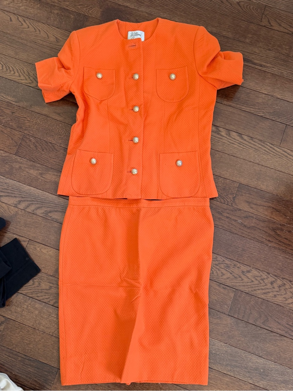 Vintage William Pearson California Couture Orange Skirt Suit Set 2pc